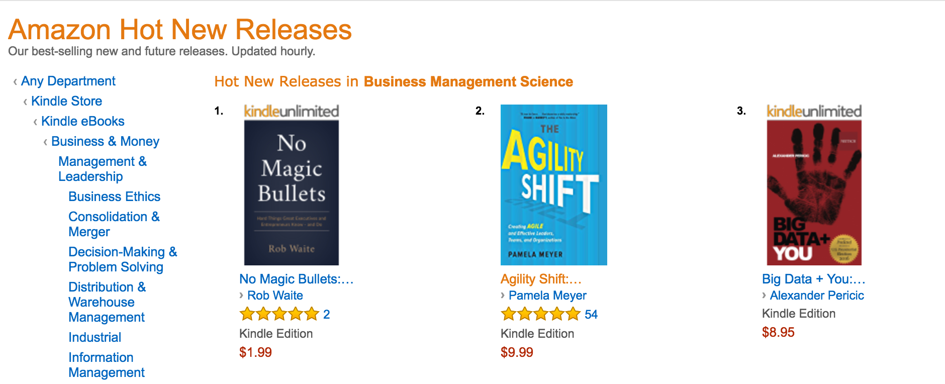 Amazon Hot New Releases List in Business Management Sciences