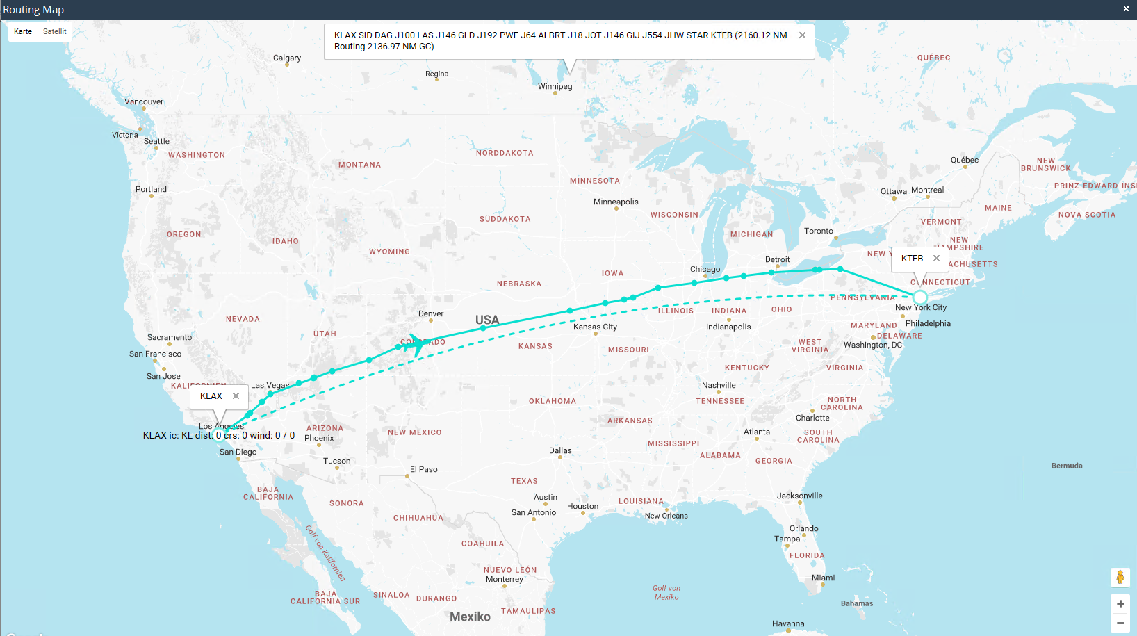 Route Map KLAX / KTEB