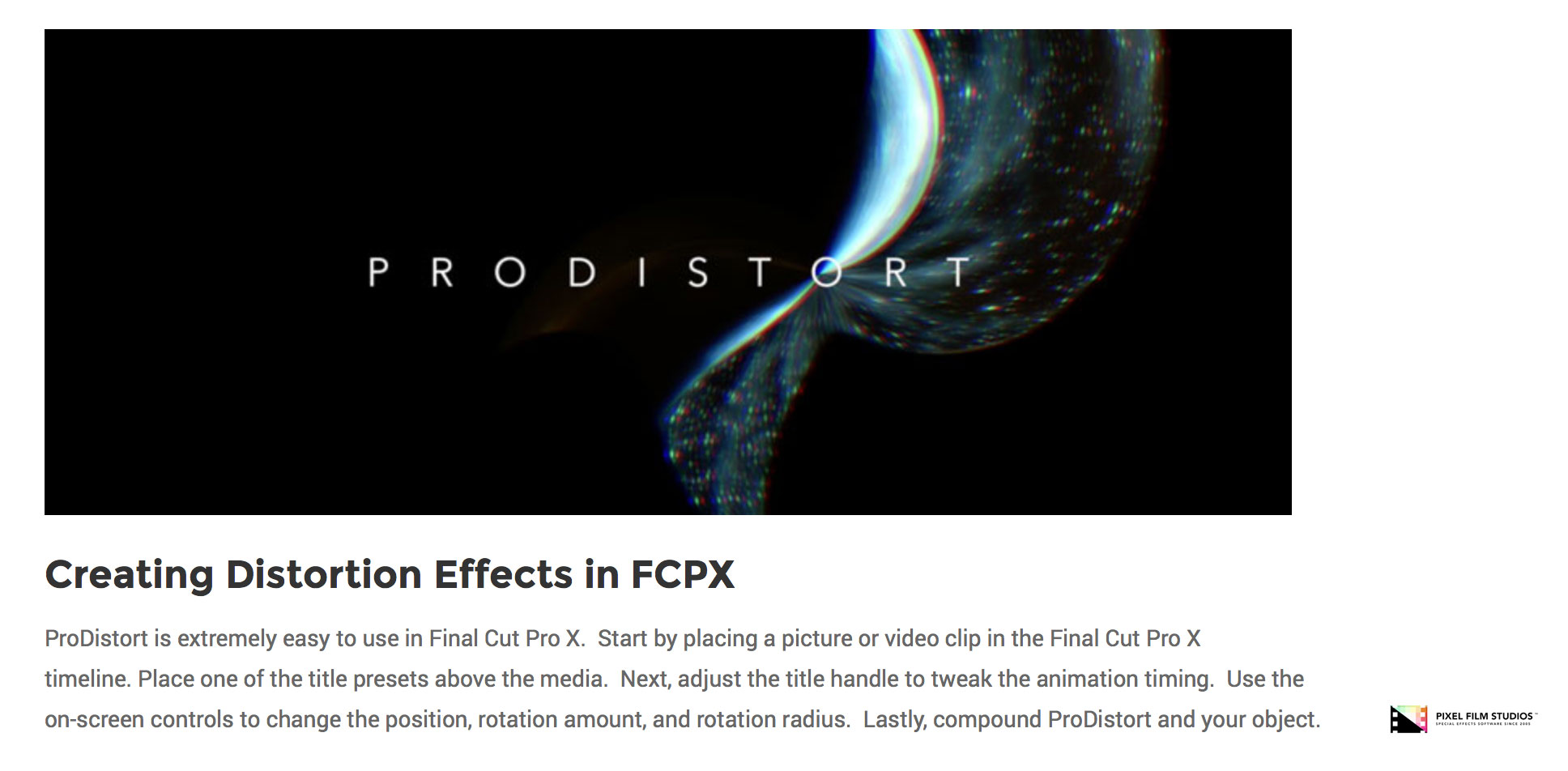 Pixel Film Studios Plugin - ProDistort - FCPX