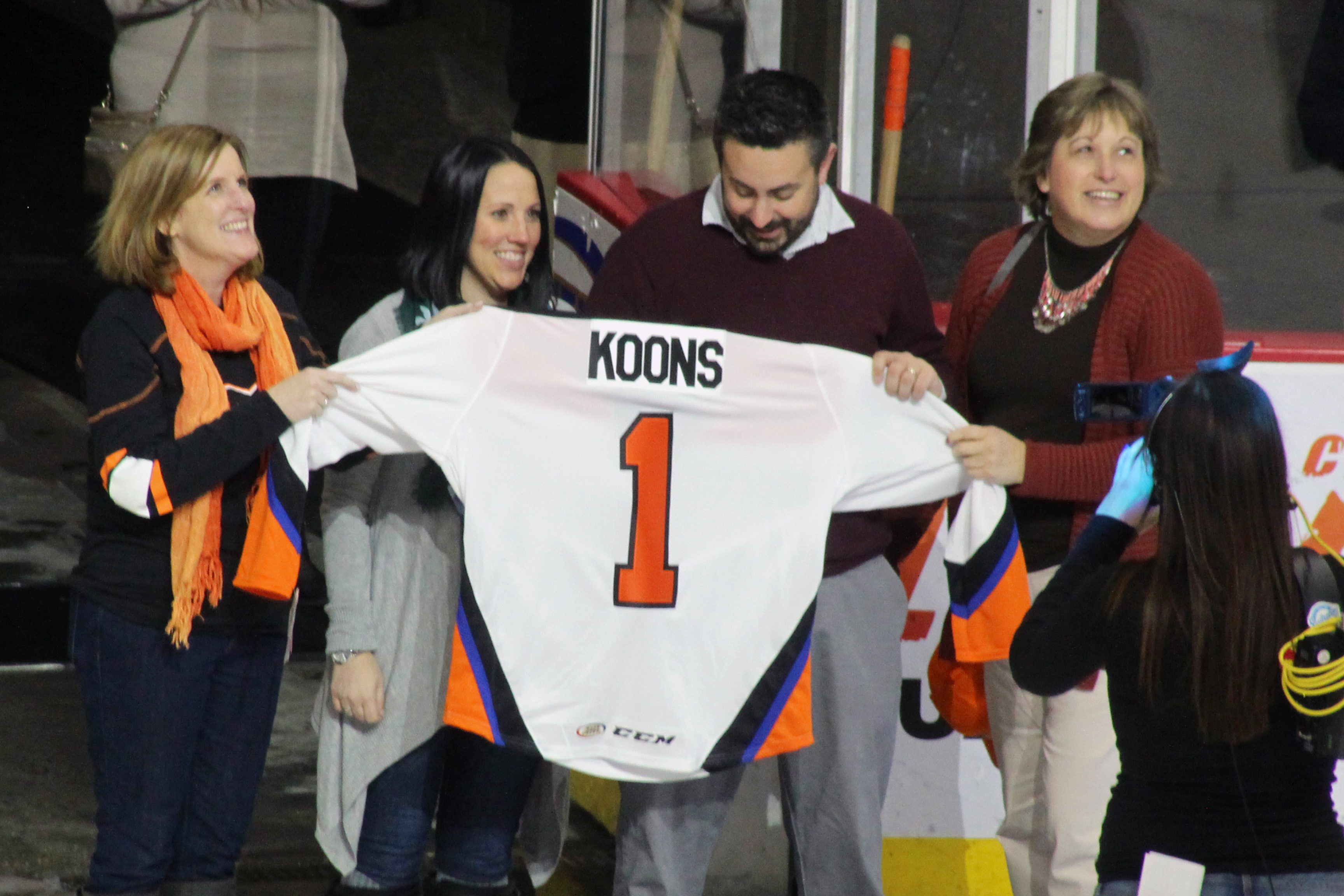 Fred Koons, a Retired Staff Sergeant with the US Army, being honored as the Lehigh Valley Phantoms' Hometown Hero, presented by First Generation where Fred works as an Account Manager.