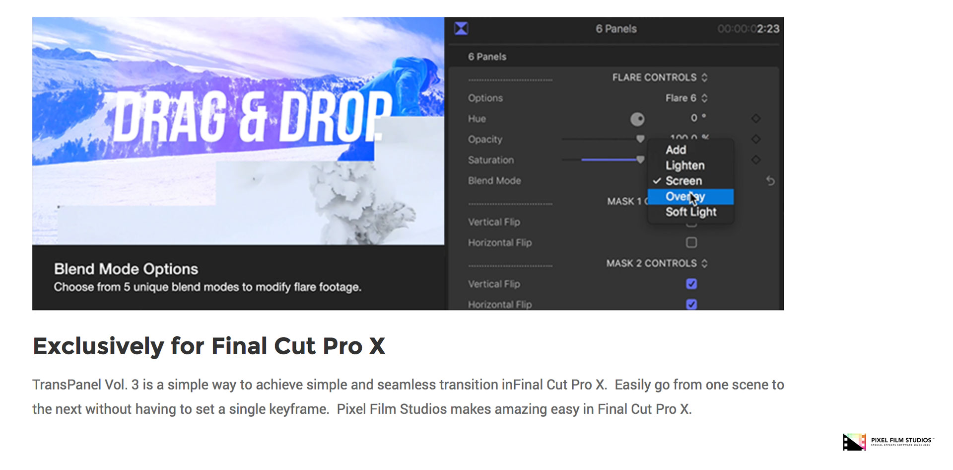 Pixel Film Studios - TransPanel Volume 3 - Final Cut Pro X Plugin