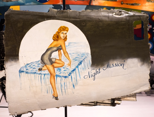 "Night Mission" is one of the more than 30 pieces of original WWII nose art now on display at the EAA AirVenture Museum in Oshkosh, WI.