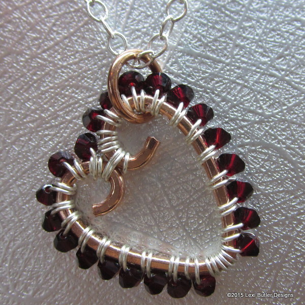 Wire-wrapped Swarovski Crystal Heart Necklace,