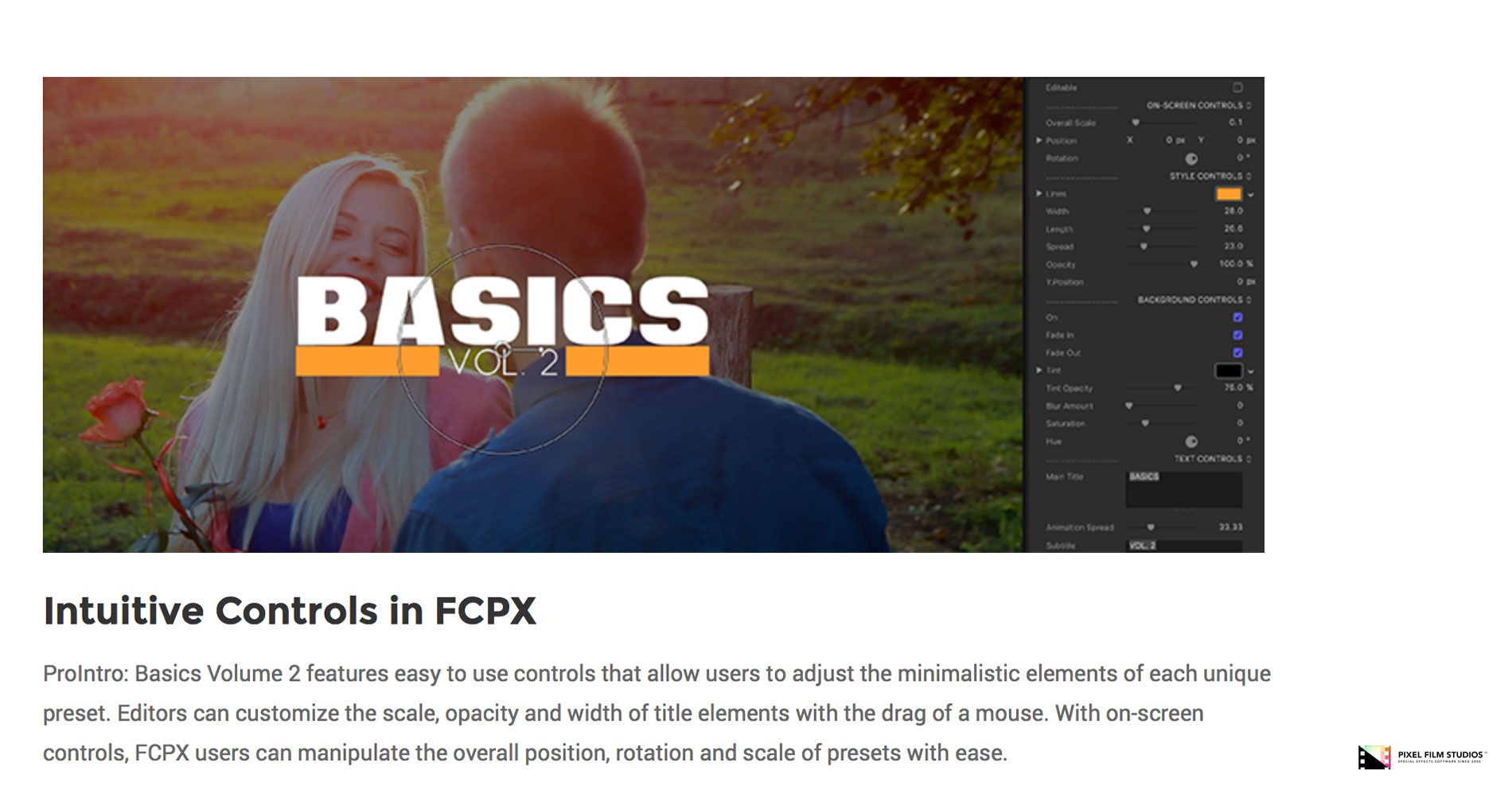 FCPX - ProIntro Basics Volume 2 - Pixel Film Studios Plugin