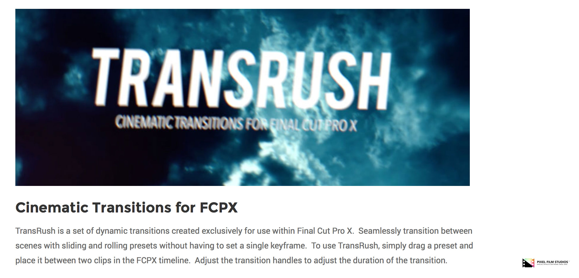 Pixel Film Studios Plugin - TransRush - FCPX