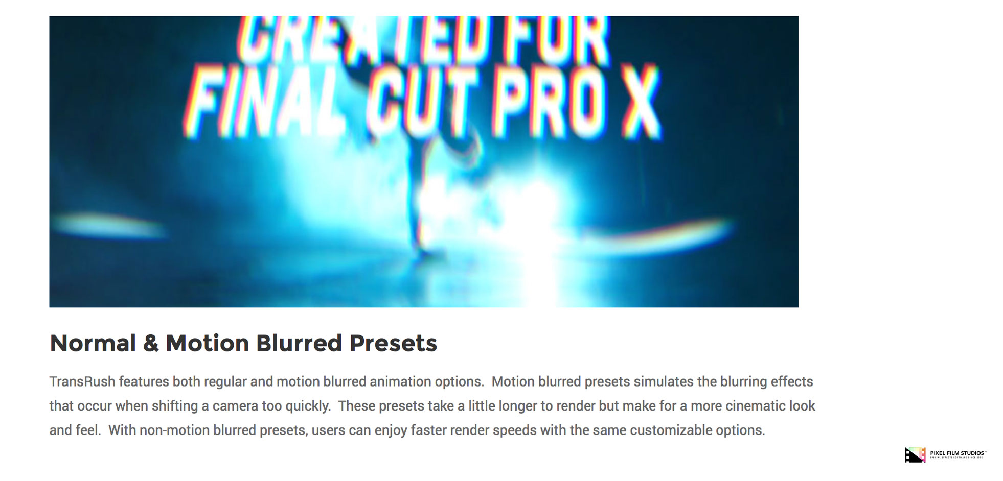 Pixel Film Studios Plugin - TransRush - Final Cut Pro X