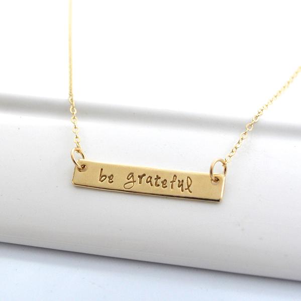 Be Grateful Hand-Stamped Necklace from DesignMe Jewelry