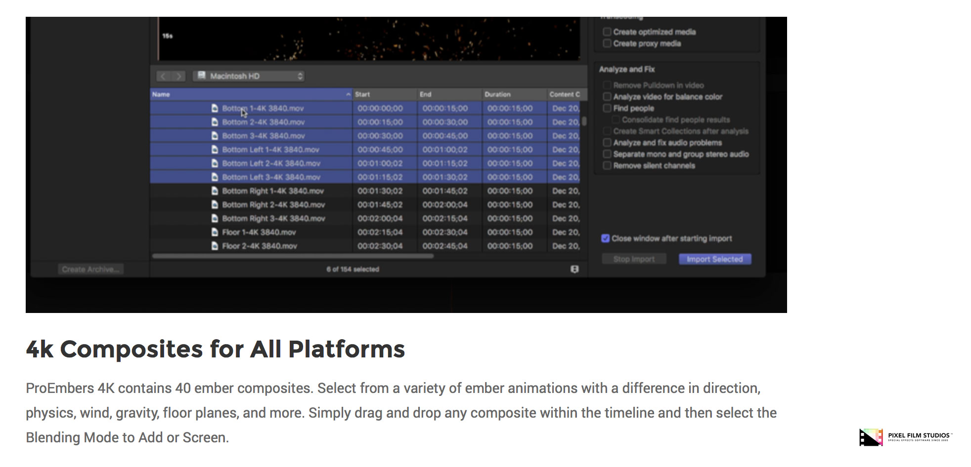 FCPX Plugin - ProEmbers 4K - Pixel Film Studios
