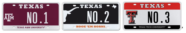 Top 3 Texas College Plates
