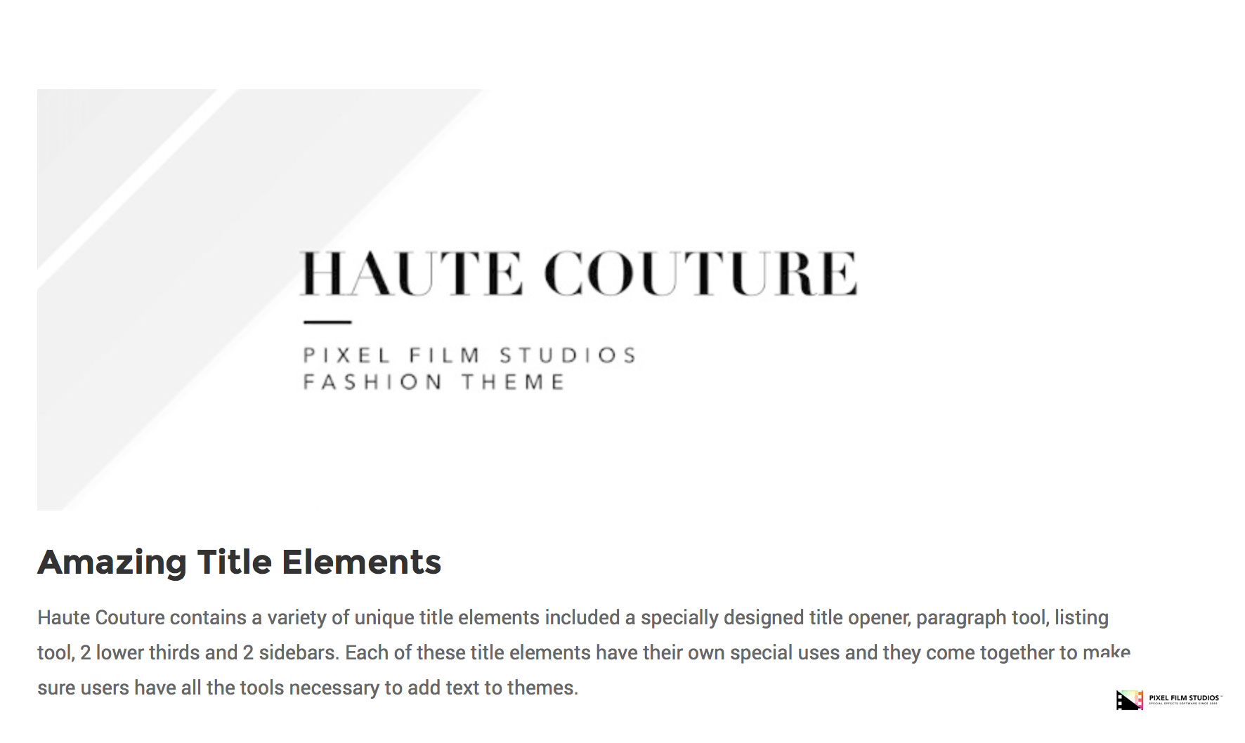 Pixel Film Studios - Haute Couture - Final Cut Pro X Plugin