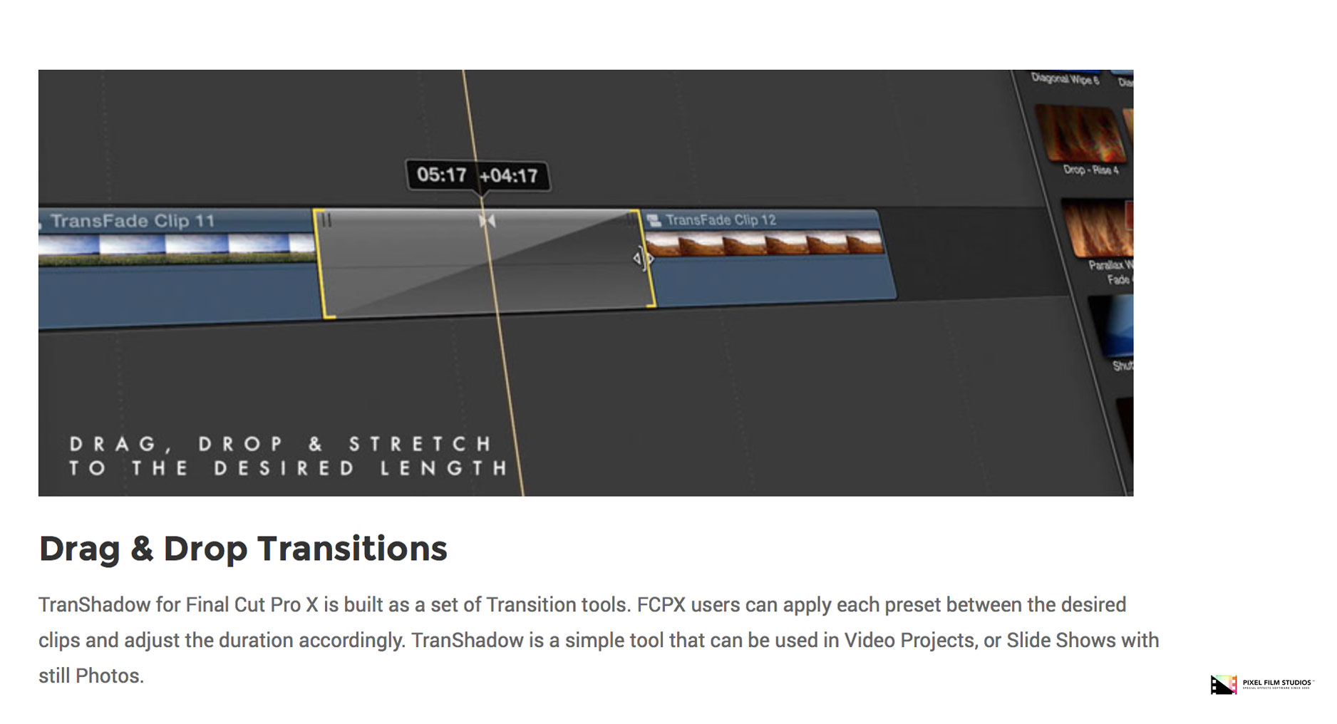 TranShadow - Pixel Film Studios - FCPX Plugin
