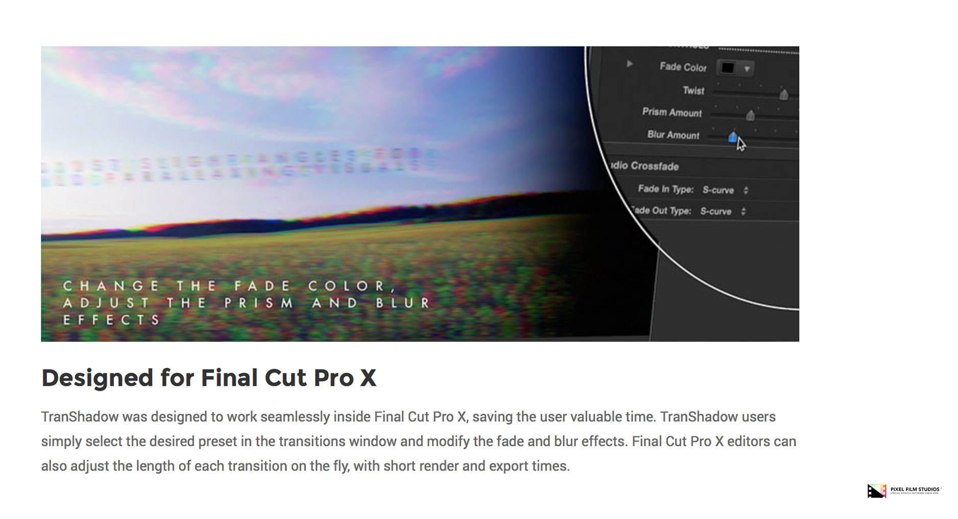 FCPX - TranShadow - Pixel Film Studios Plugin