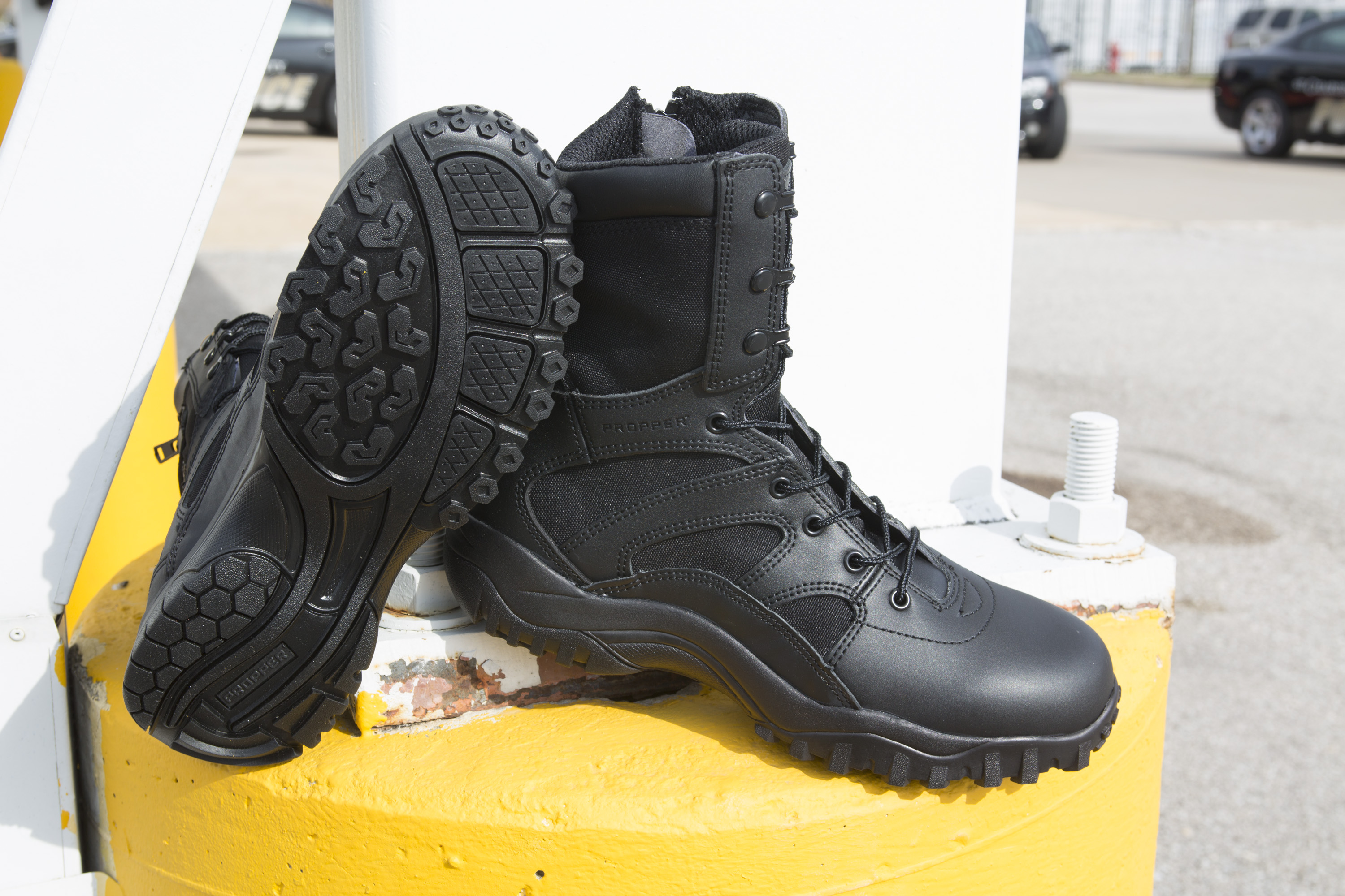The Tactical Duty Boot's comfort comes from an athletic performance rubber sole with EVA cushioning and padded collar.
