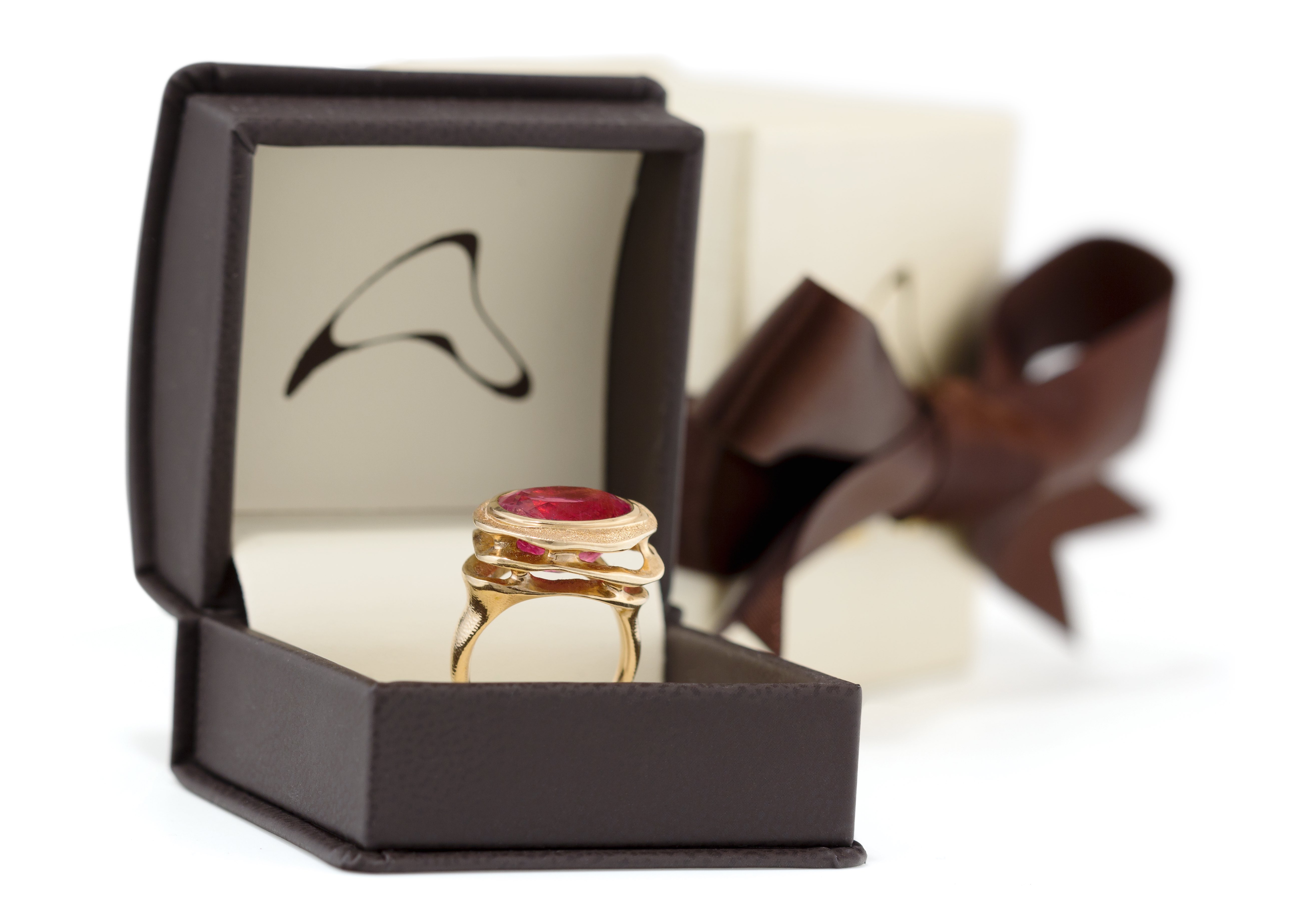 Reflections ring by Audrius Krulis. 18K rose gold and pink tourmaline