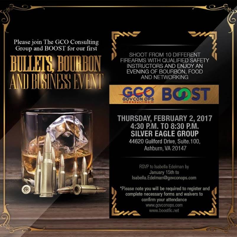 The first Bullets, Bourbon, and Business event will be Feb 2 in Ashburn, VA