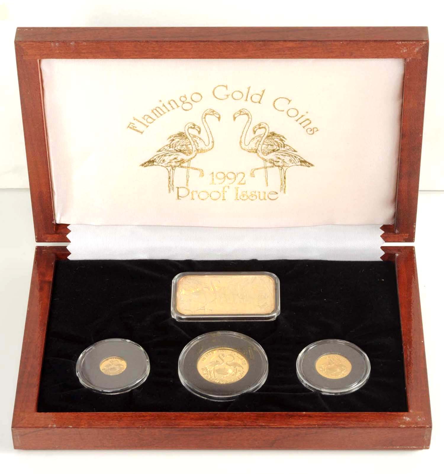 1992 Gold Flamingo Bahamas Coin Set, Estimated at $600-1,000.