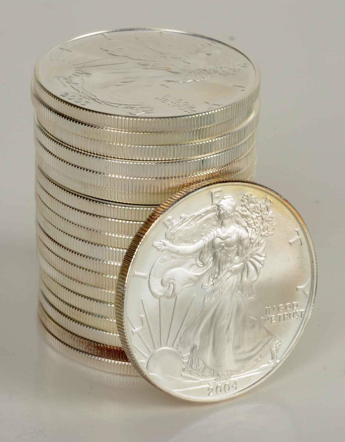 Roll of 20 American Silver Dollar Eagles, Estimated at $350-450.