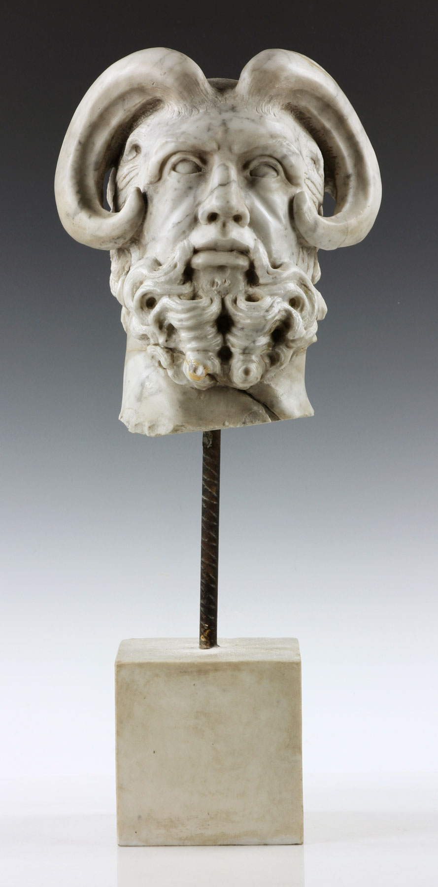 19th C. Marble Head of Mythological Figure