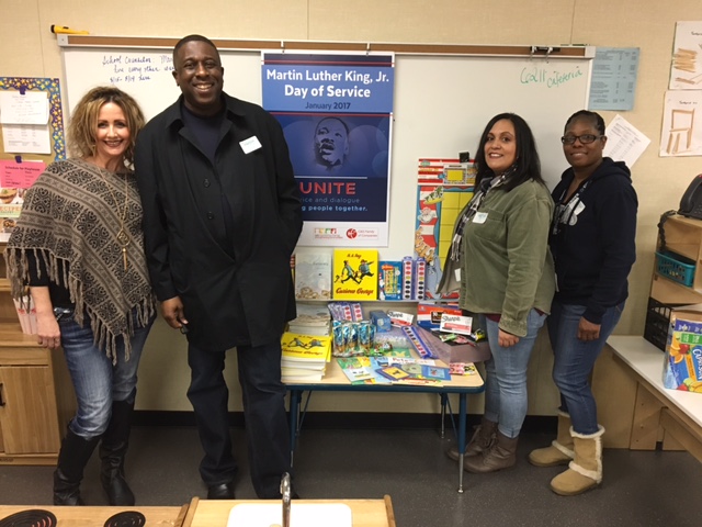 Employees from the C&S Family of Companies volunteered in schools around the US on or around the 2016 Dr. Martin Luther King, Jr. Day of Service.  Pictured:  Michael Crutchfield and a few coworkers fr
