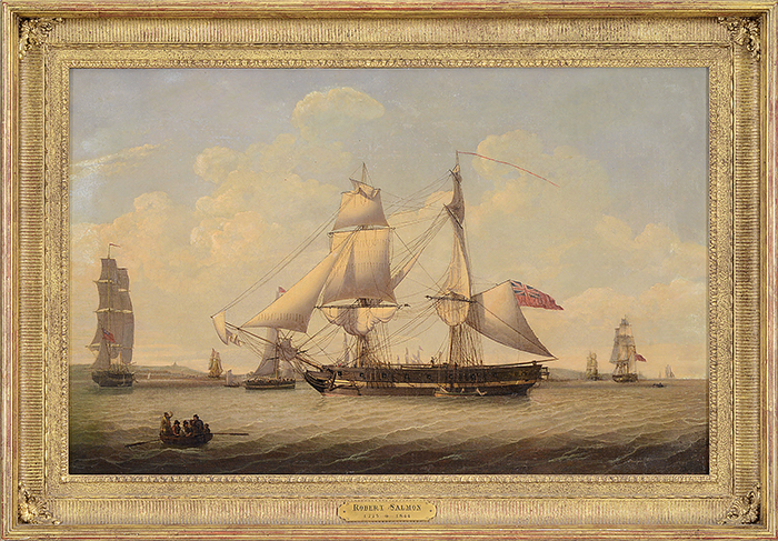 Robert Salmon, "A British 18-Gun Snow Departing from the River Mersey", Estimated at $30,000-50,000.