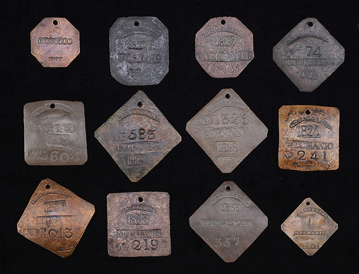 Collection of Charleston, SC, "Slave Hire" Occupational Tags, Estimated at $90,000-125,000.