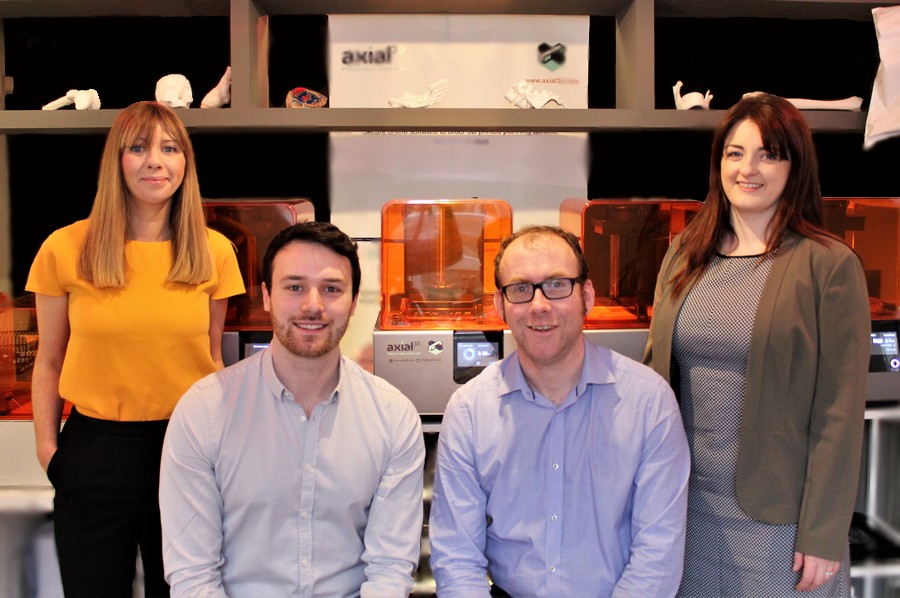 axial3D Leadership Team [L-R]: Katie McKinley, Head of New Business and Strategic Partnerships, Daniel Crawford, CEO, Niall Haslam, CTO, and Cathy Coomber, Operations Manager.