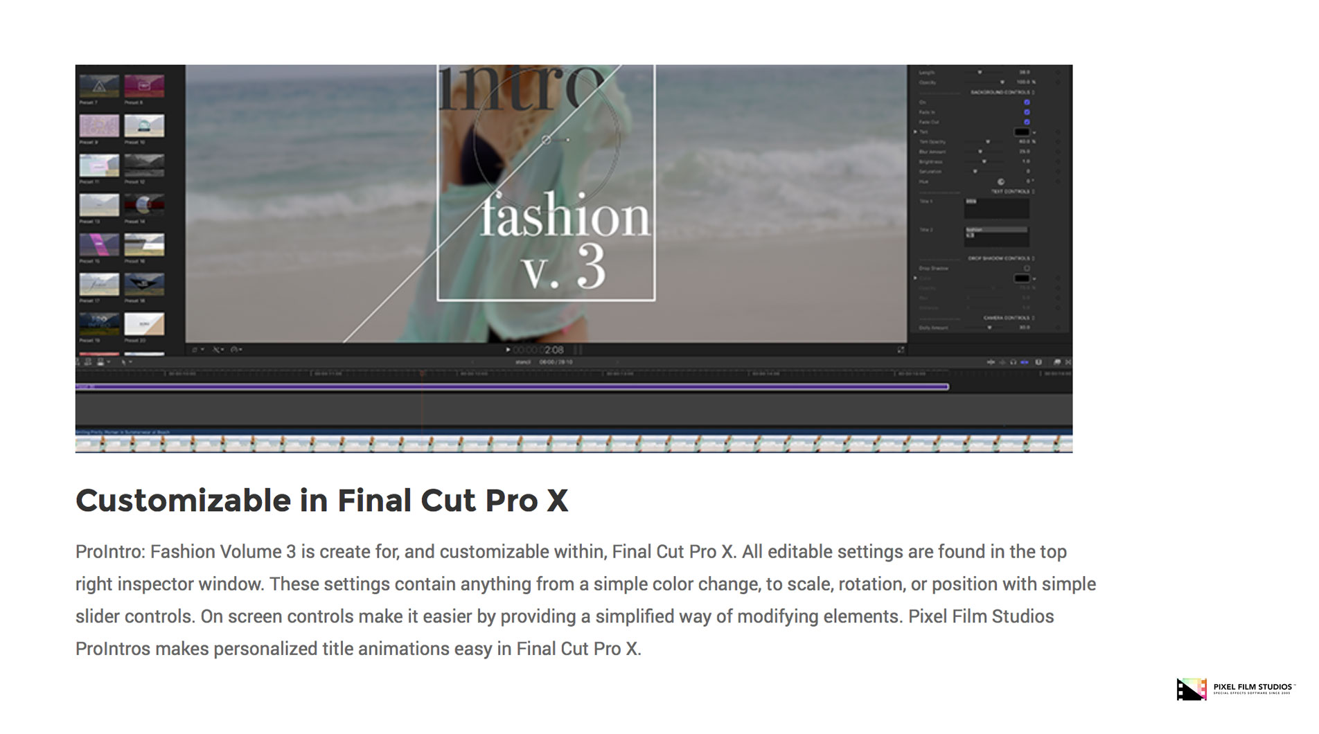 ProIntro Fashion Volume 3 - Final Cut Pro X Plugin - Pixel Film Studios