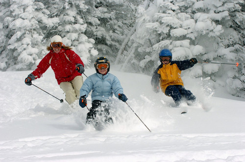 Recreational athletes enjoy skiing at the Grand Targhee Ski Resort in Eastern, ID