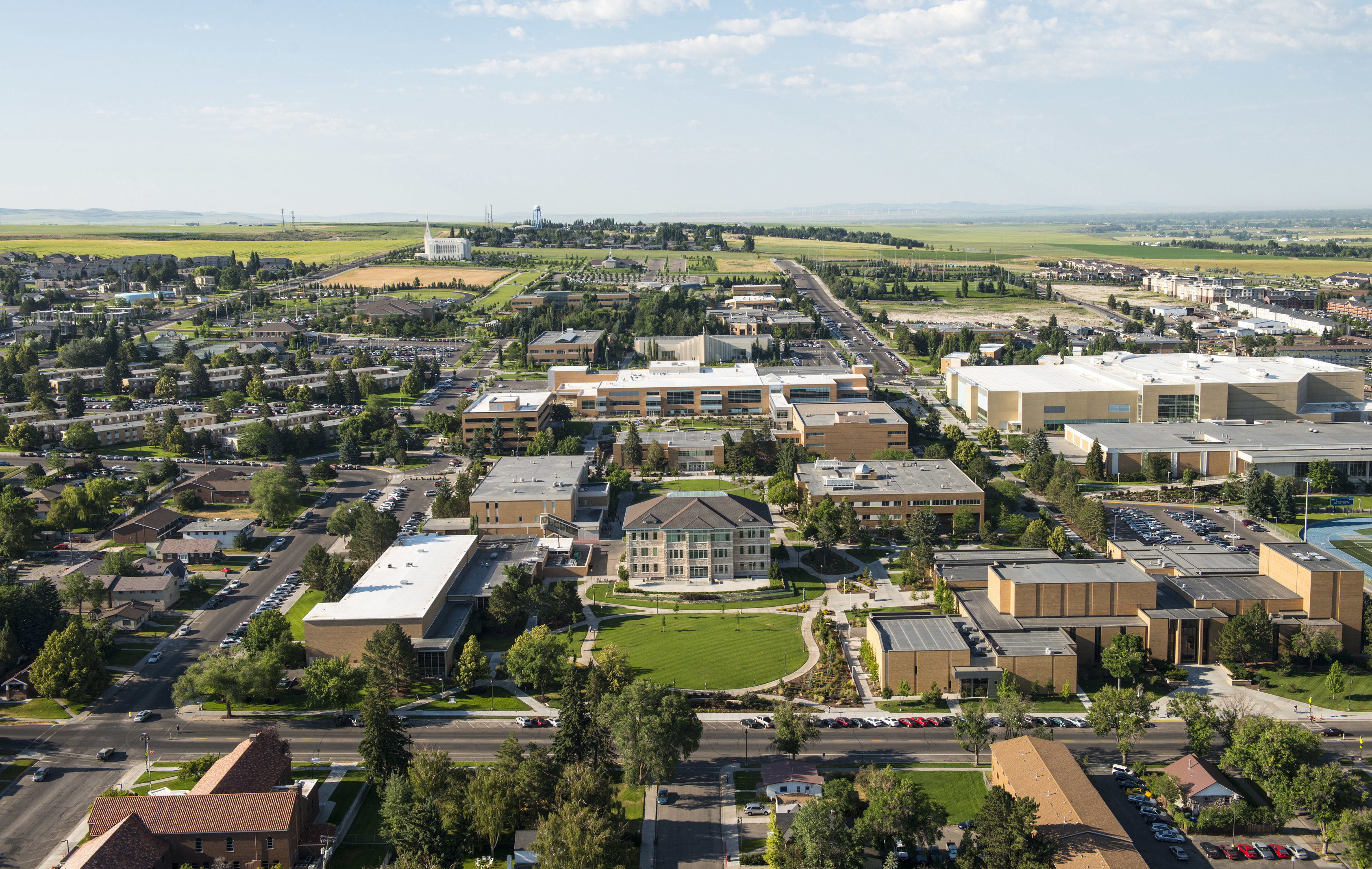 Aerial photo of the city of Rexburg located in Eastern, ID