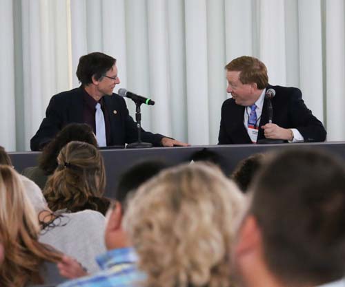 Mayor Philip Stoddard from South Miami, Florida and Republican Mayor Jim Brainard from Carmel, Indiana. Photo credit: Heather Wallace