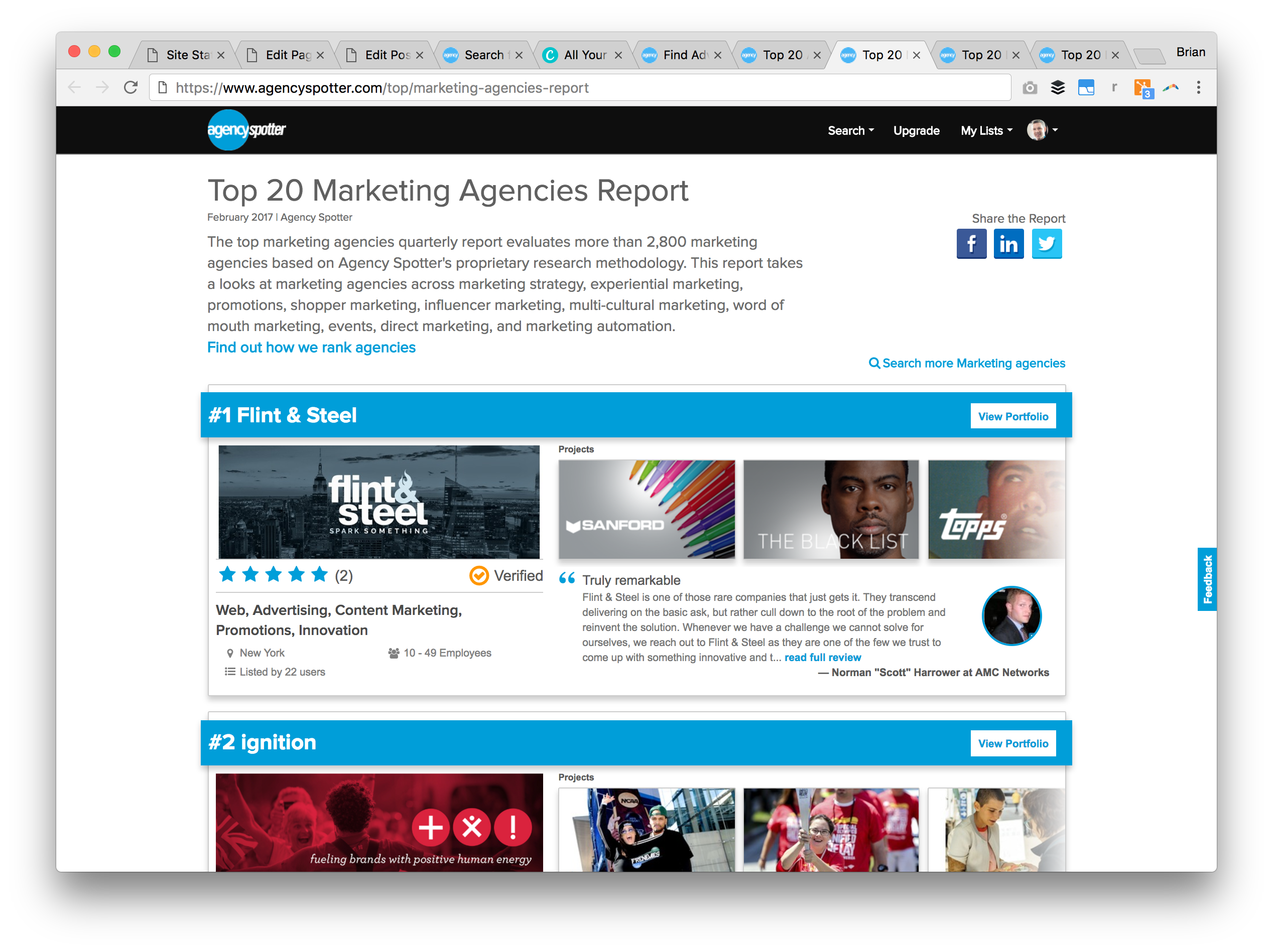 Preview: Top Marketing Agencies Report February 2017 on Agency Spotter