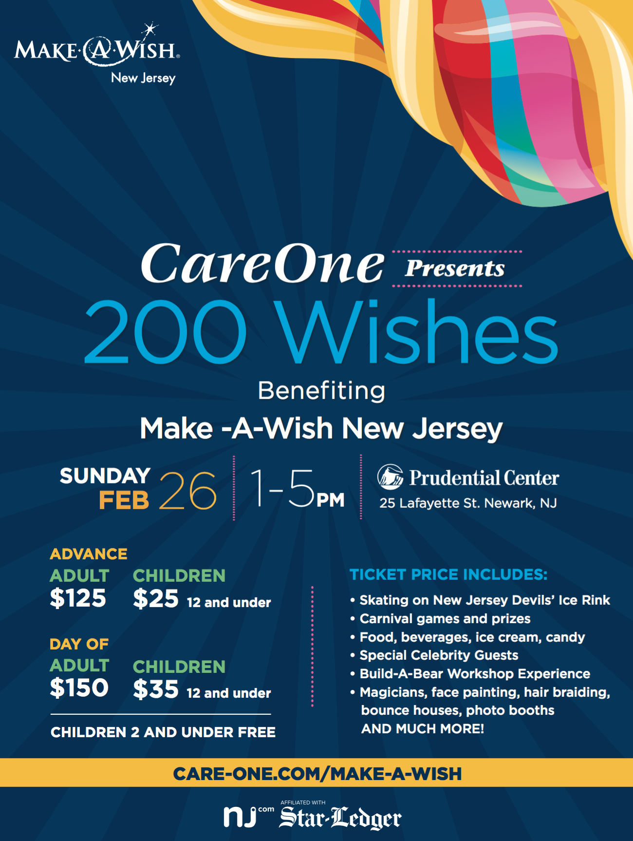 CareOne's 200 Wishes event will raise funds to grant wishes for children with life-threatening conditions. Visit care-one.com/make-a-wish for more information.