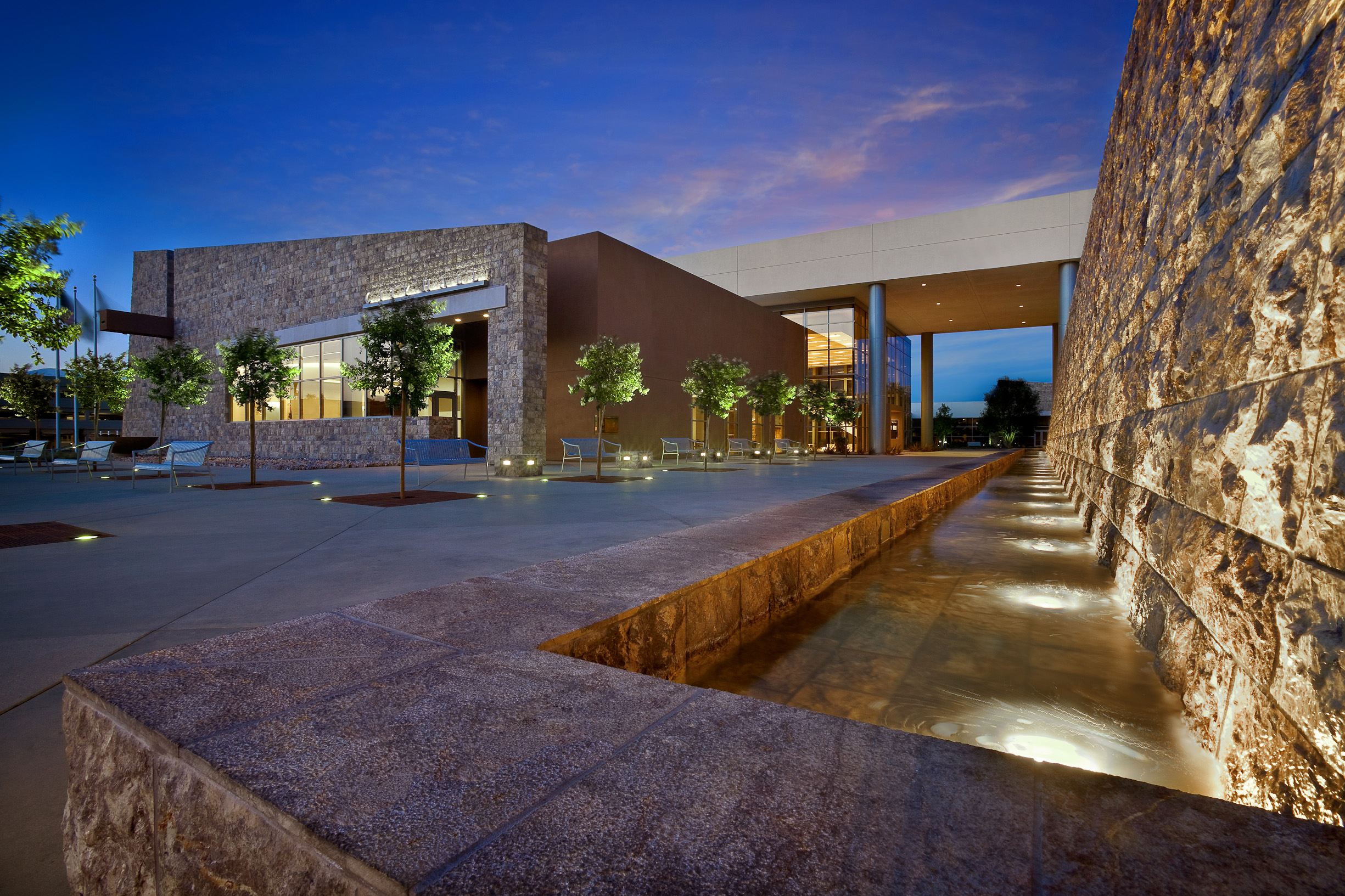 In concert with the adjacent retail, future residential components, the Chino Hills Government Center was designed to become the downtown of this community.