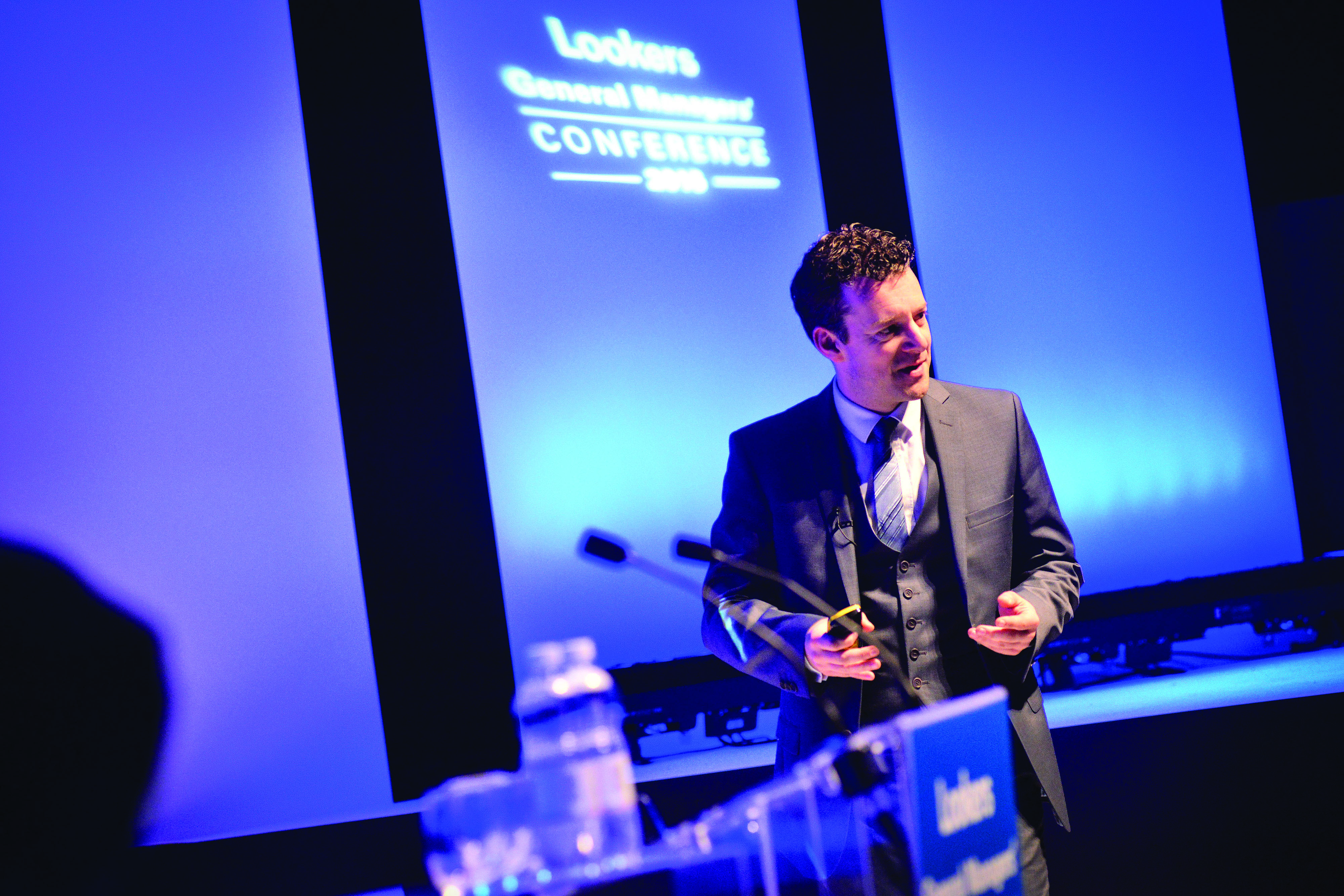 Andrew Stephenson, Group People Director at Lookers speaking at the Lookers General Managers Conference