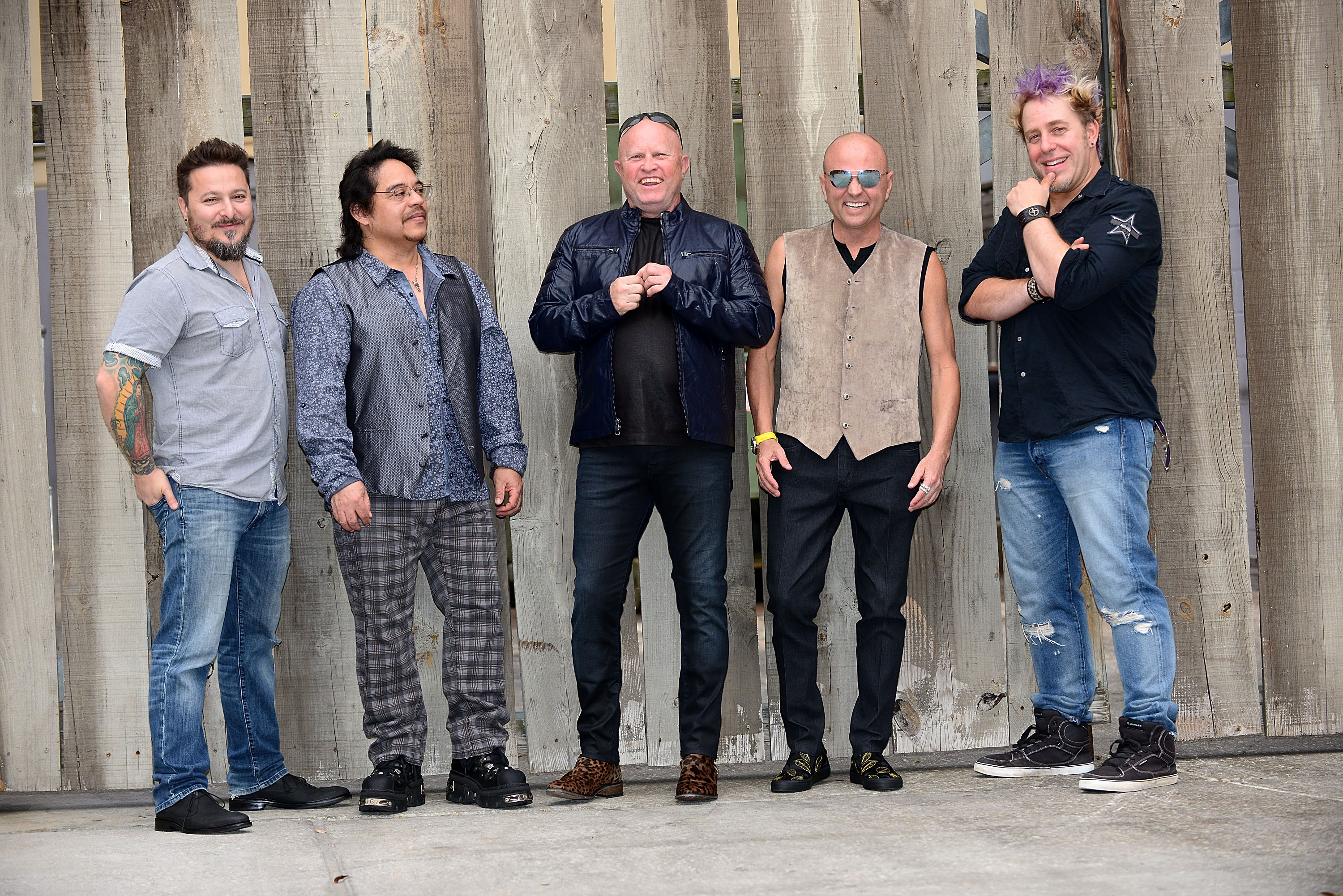 Jimmy D Robinson & Flock of Seagulls at H.O.B. - L to R: Lucio Rubino, Joe Rodriguez, Jimmy D Robinson, Mike Score, Kevin Rankin. (Photo by Gerardo Mora/Getty Images)