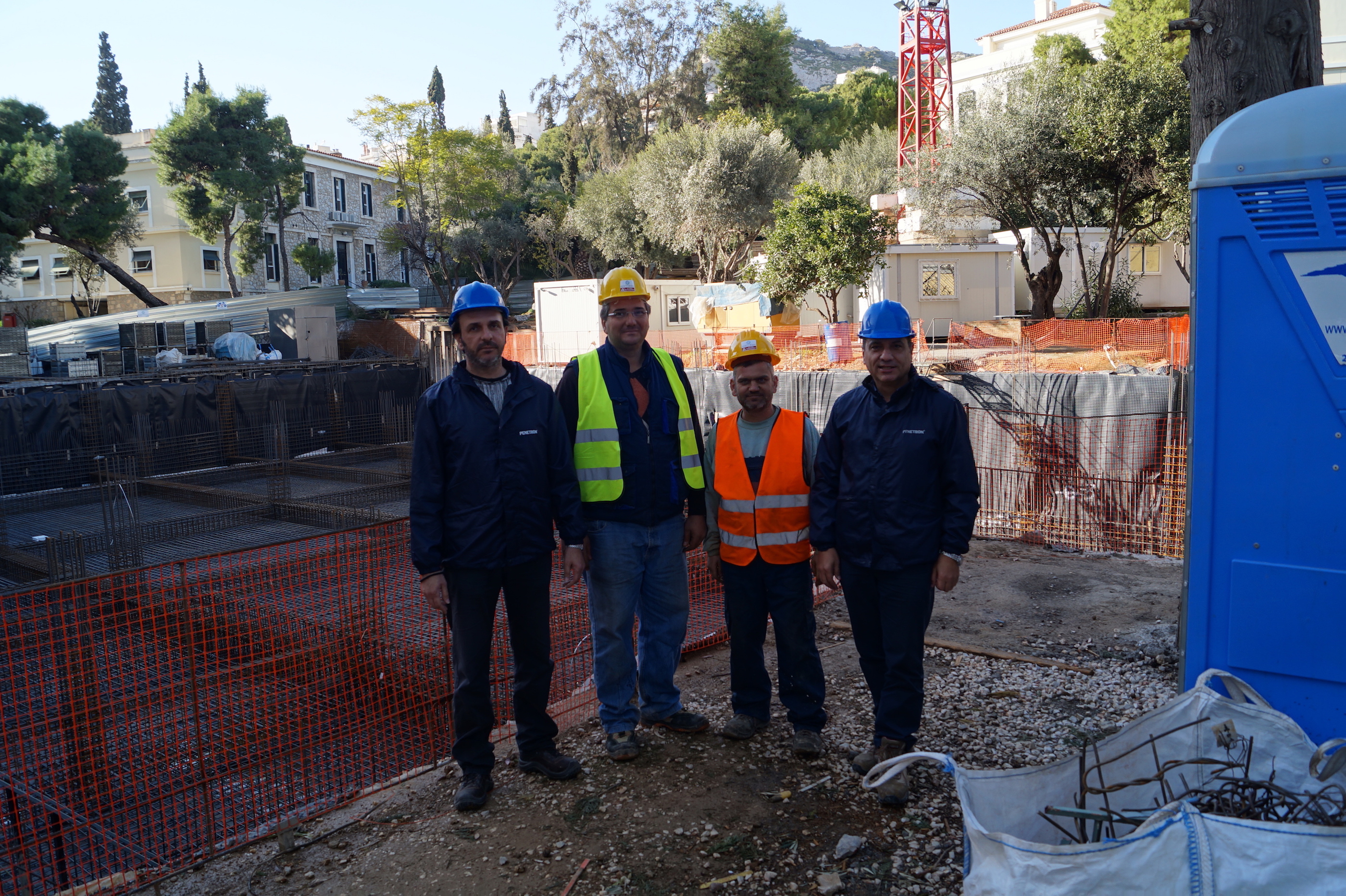 All clear: The PENETRON technical support team at the American School of Classical Studies Athens construction site (far right: Theodor Mentzikofakis, General Director of PENETRON Hellas).