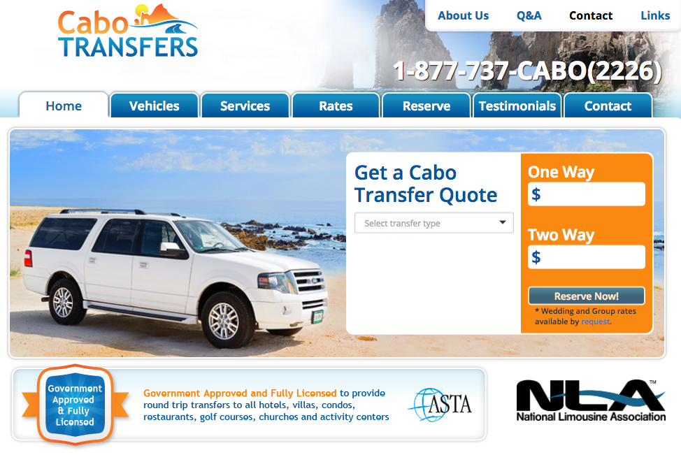 Cabo Transfers Website