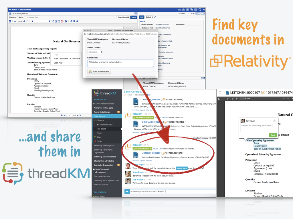 ThreadKM makes it easy to share, view and comment on files found in Relativity.