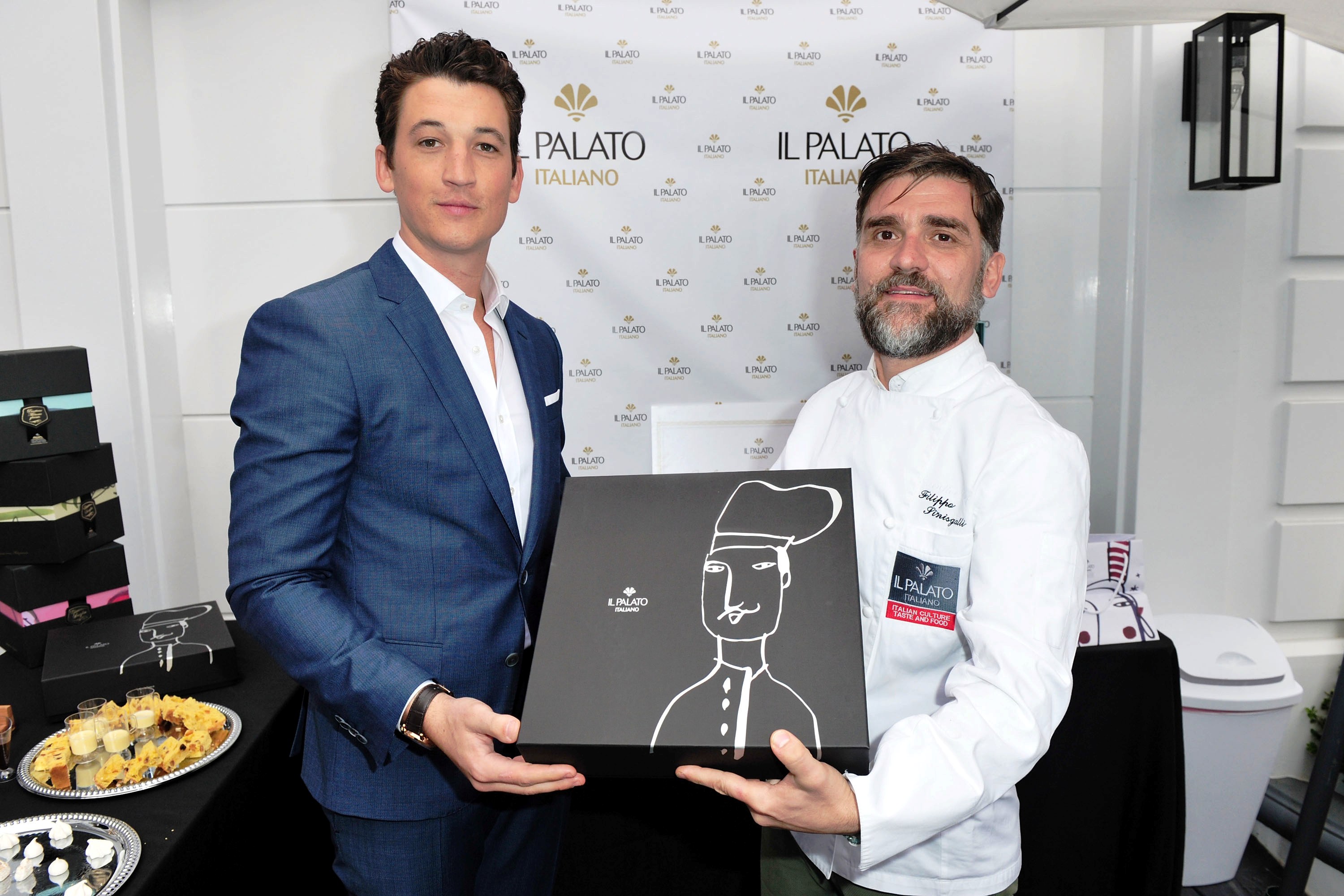 Miles Teller with Michelin Star Chef Fillipo Sinisgalli at Il Palato