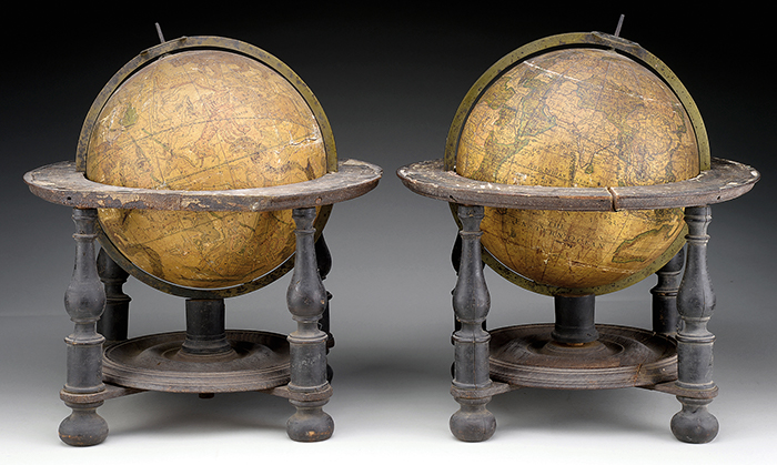 Pair of Celestial and Terrestrial Globes by John Senex Realized $51,425.