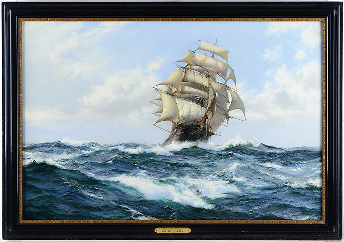 Montague J Dawson's The Chariot of Fame, Stunsails Pulling Realized $78,650.