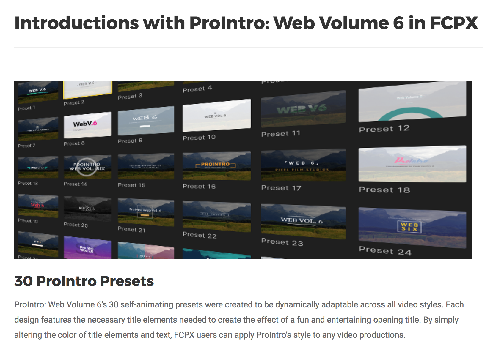 ProIntro Web Volume 6 - Pixel Film Studios - Final Cut Pro X Effects
