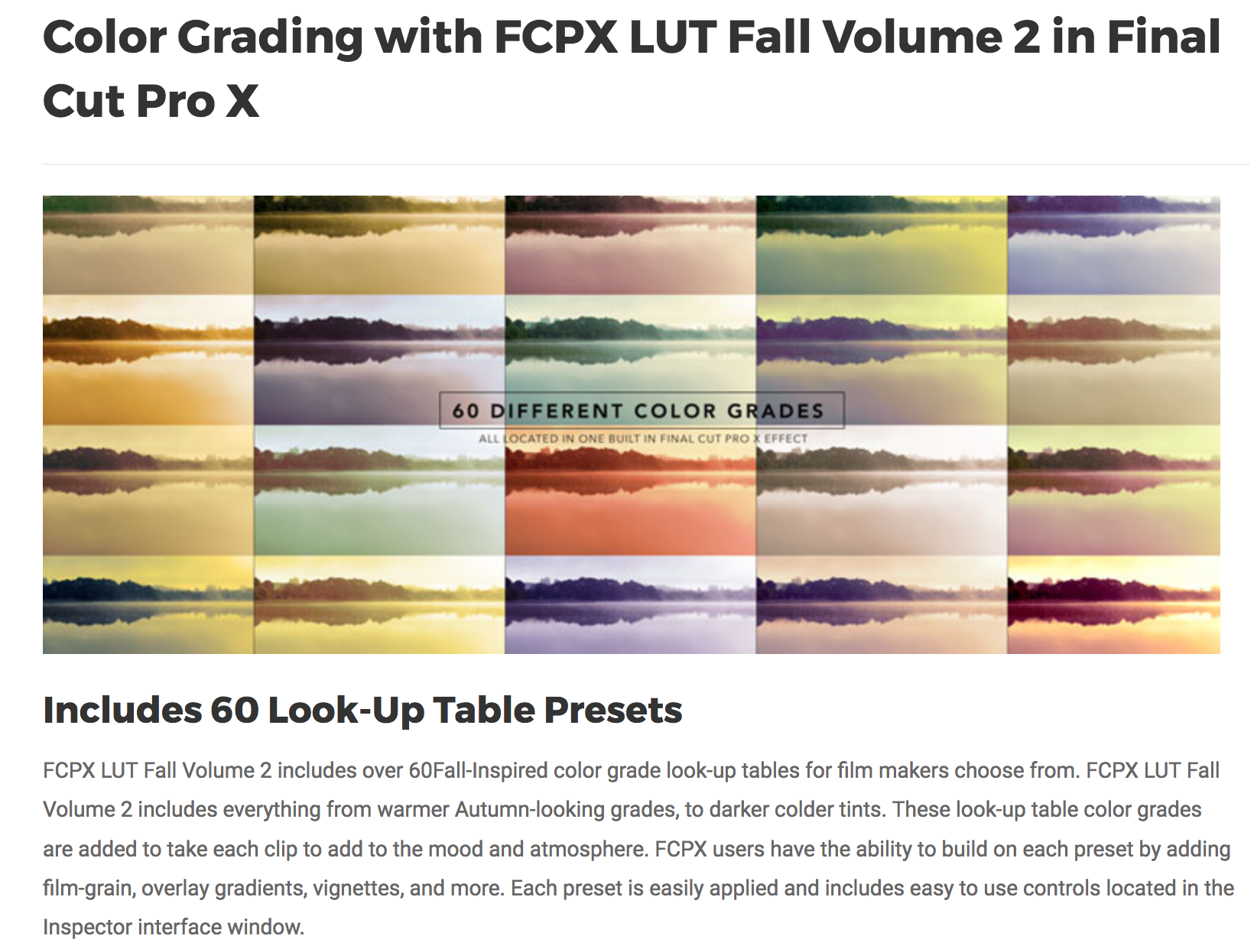 FCPX LUT Fall Volume 2 - Pixel Film Studios Plugins