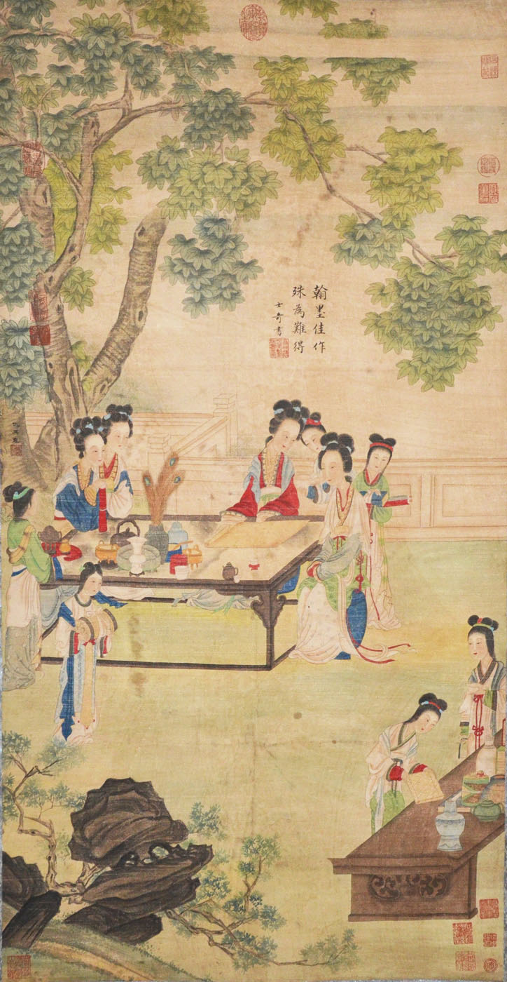 Gathering Beneath the Sycamore Tree by by Qiu Ying (1495-1552), at Gianguan Auctions.