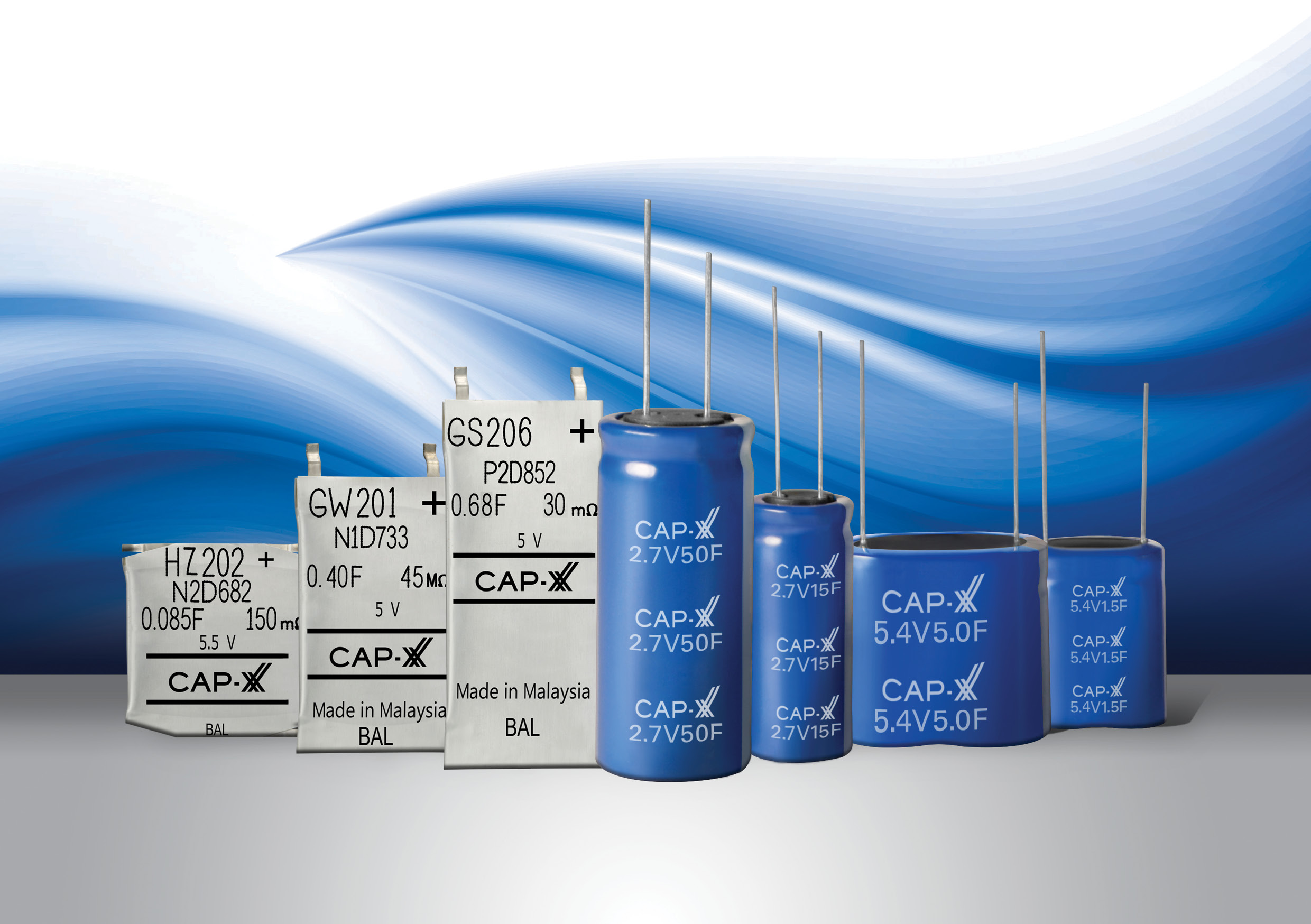Adding low-cost compact cylindrical supercapacitors to its existing thin prismatics, CAP-XX offers a wide range of small supercapacitors to power IoT industrial/consumer devices.  1-400F, 2.7V / 5.4V.