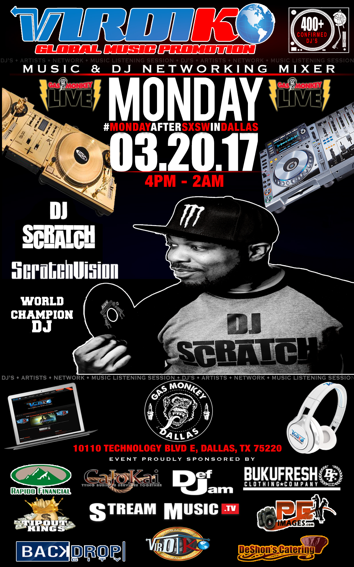 World Renown and Champion, DJ Scratch will perform live at the VirDiKO Music & DJ Mixer