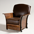 A variety of handcrafted furniture, such as this leather and wood Claro chair by artist Rob Hare, is on display at the Western Design Conference Exhibit + Sale in Jackson Hole (photo by Chris Kendall)