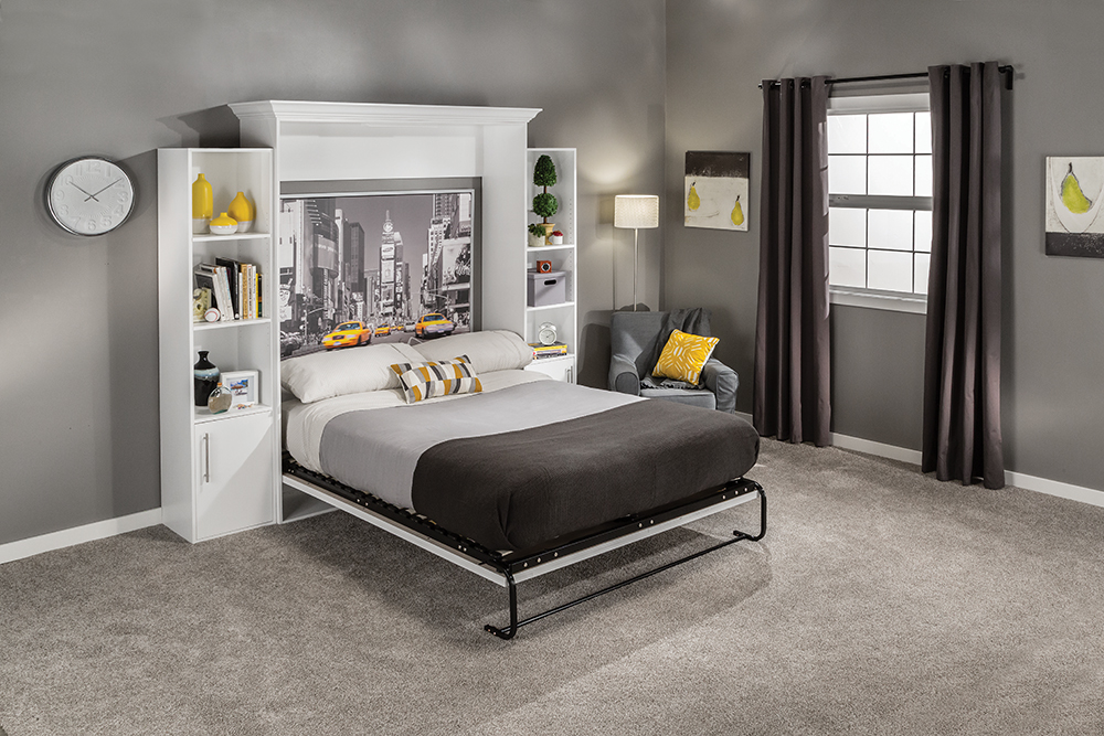 The new, I-Semble Murphy Bed Hardware with Mattress Platform Kits from Rockler are available in Vertical or Horizontal Mount in Twin, Full and Queen sizes.