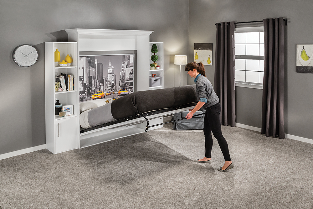 Piston lift mechanisms ensure that the bed folds out smoothly and quietly.