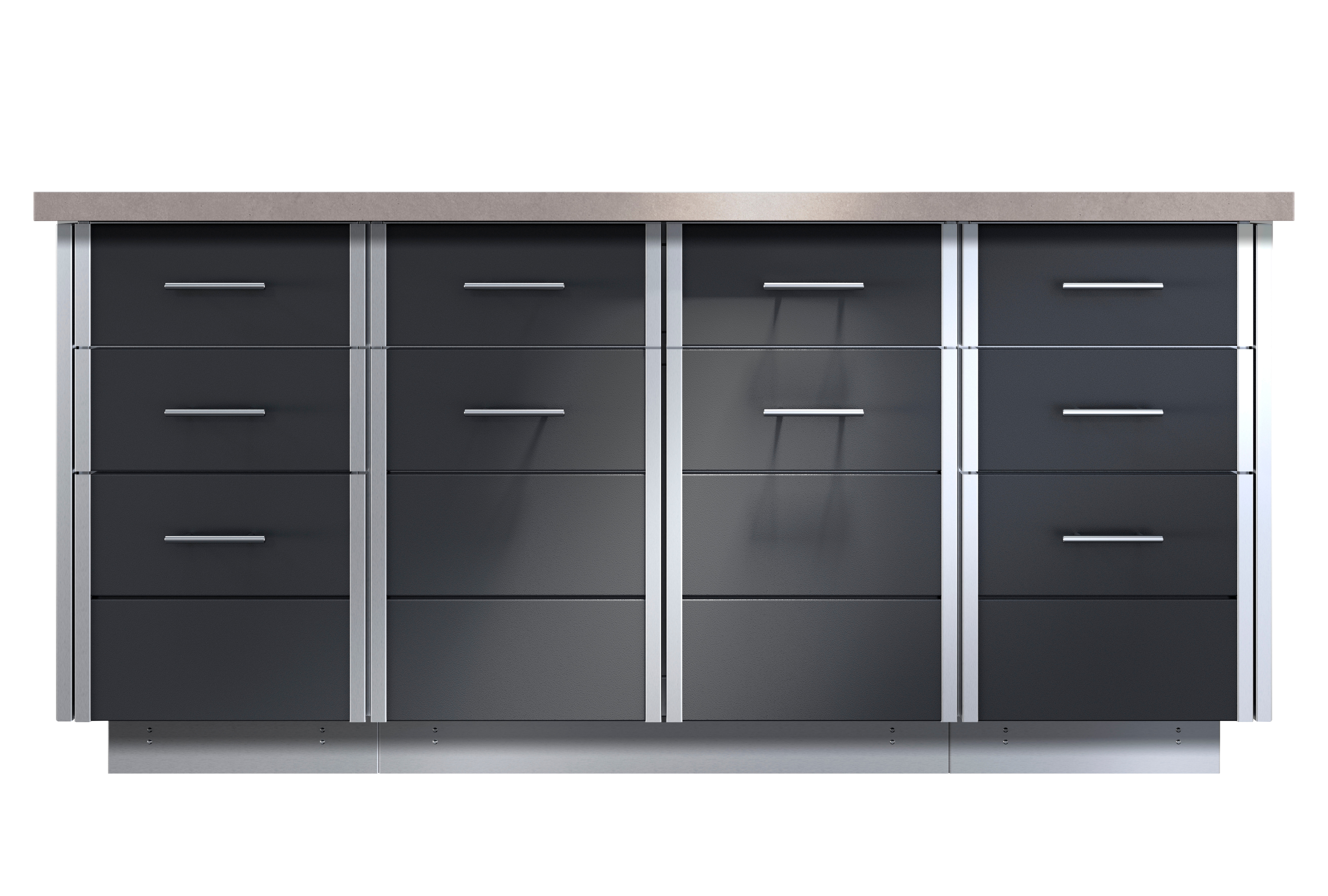 Kalamazoo's new Arcadia Cabinetry Series with powder-coated stainless-steel panels